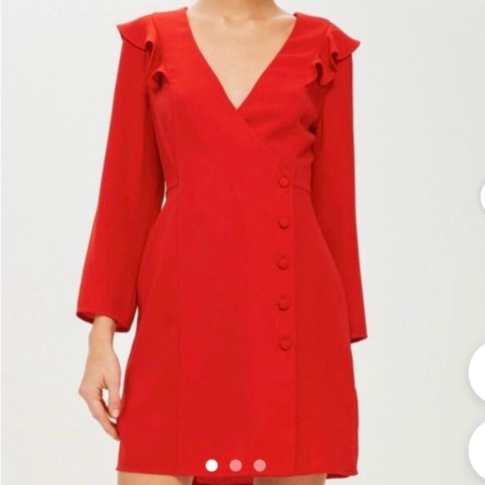 Topshop plunge red blazer dress